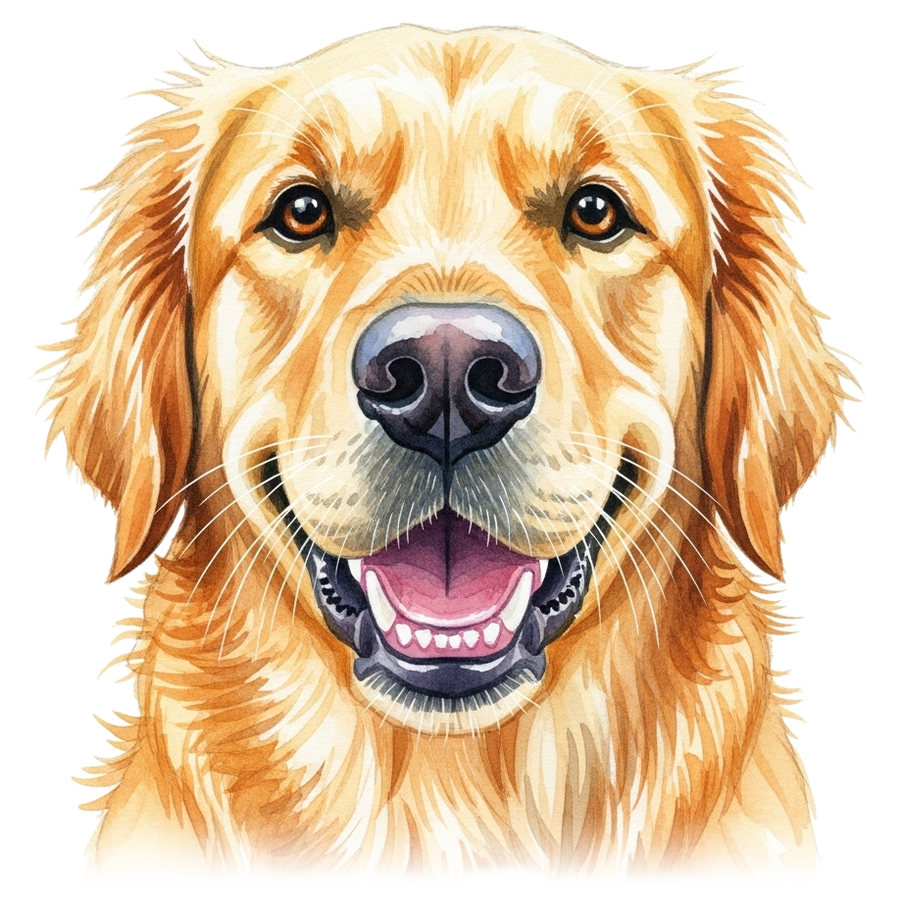 Cane sorridente illustrato ad acquerello